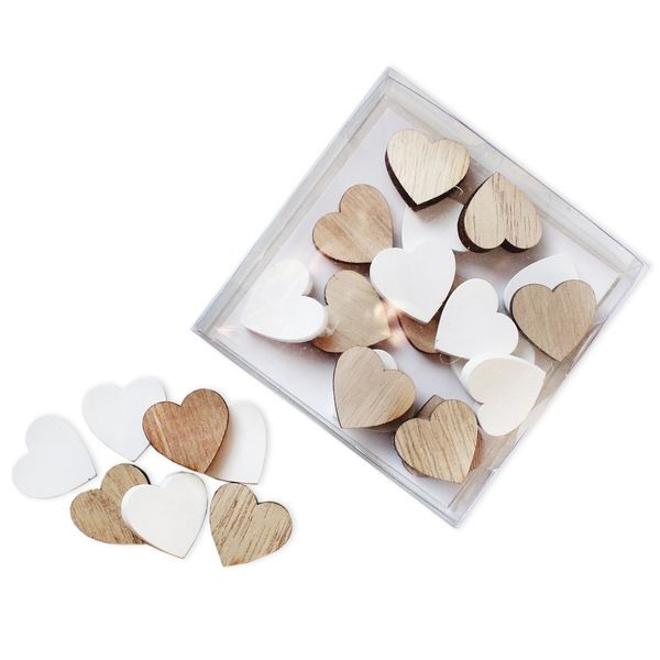 Srdce přízdoba dřevo 24ks 2cm Mix